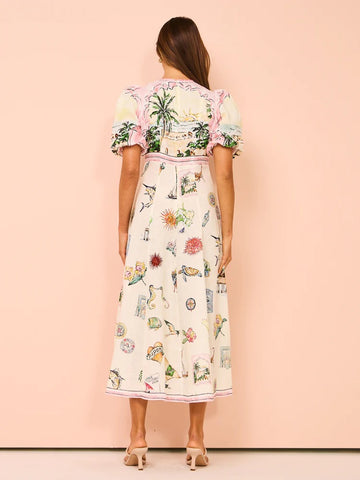 Puff sleeve Graffiti Printed Dress