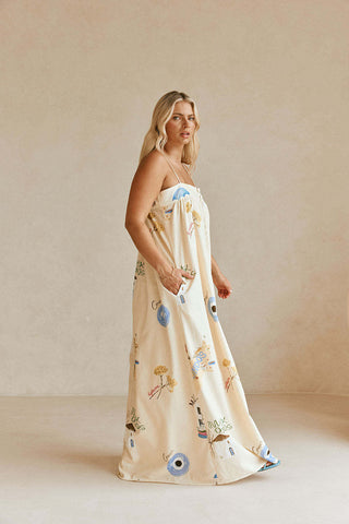 Sling Shoulder  Printed Dress