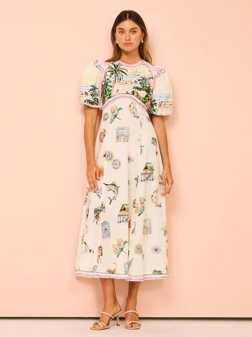 Puff sleeve Graffiti Printed Dress