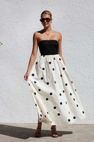Bandeau Polka Dot Print Dress