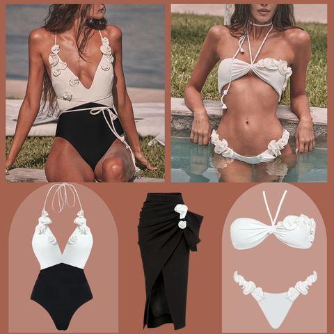 Halter 3D Flower Bikini Swimsuit