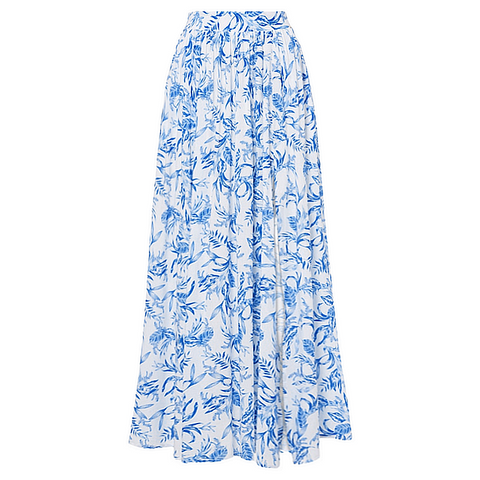 Oblique Shoulder Printed One Piece Swimsuit and Skirt