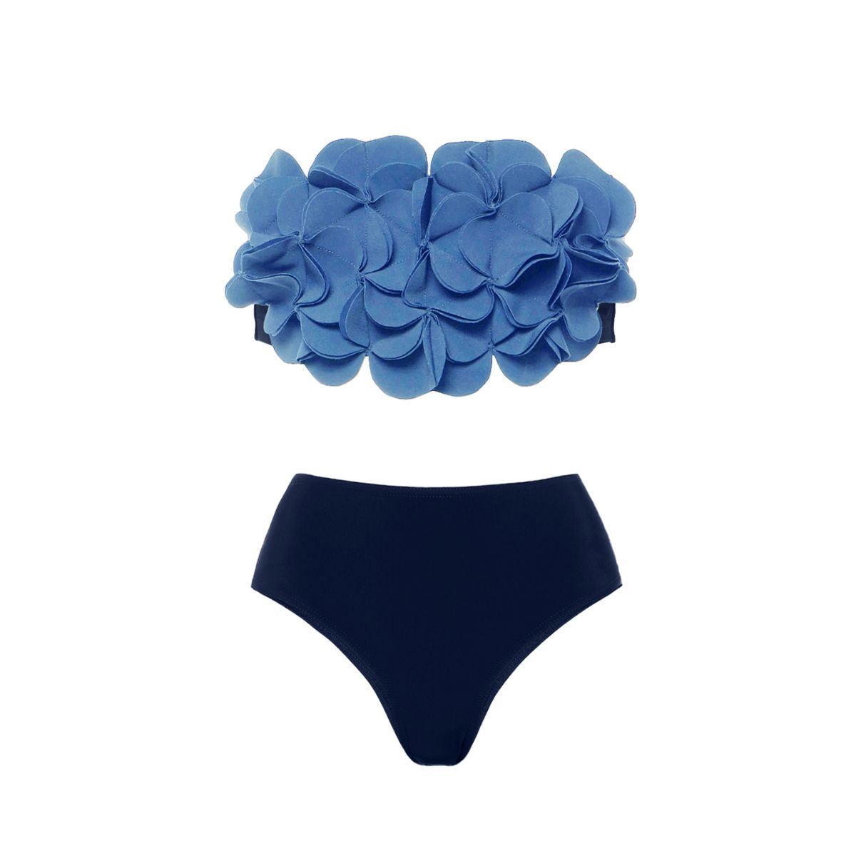 Bandeau 3D Flower  Bikini Swimsuit and Skirt	