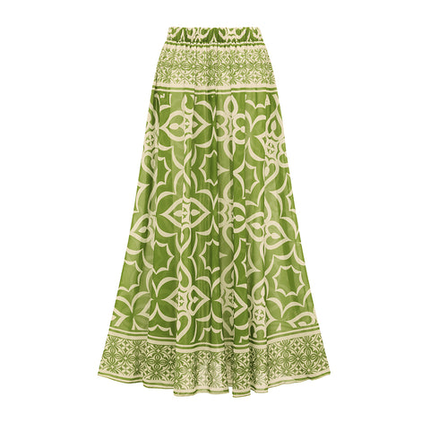 One Shoulder Retro Print One Piece Swimsuit and Skirt