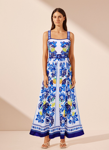 Sling Lemon and Creative Pattern Print One Piece Swimsuit and Skirt	