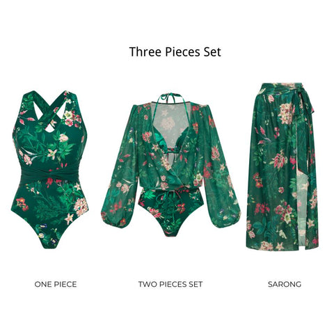 Netted Lantern Blossom Print Swimsuit Set(s)