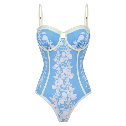 Blue And White Slim & Sculpt Floral Swimsuit Set(s)