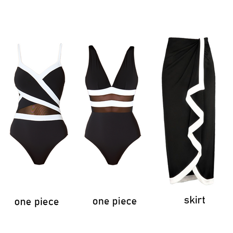 V-neck Color Blocking Swimsuit Set(s)