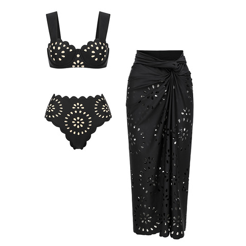 Underwire Black CutoutSwimsuit Set(s)