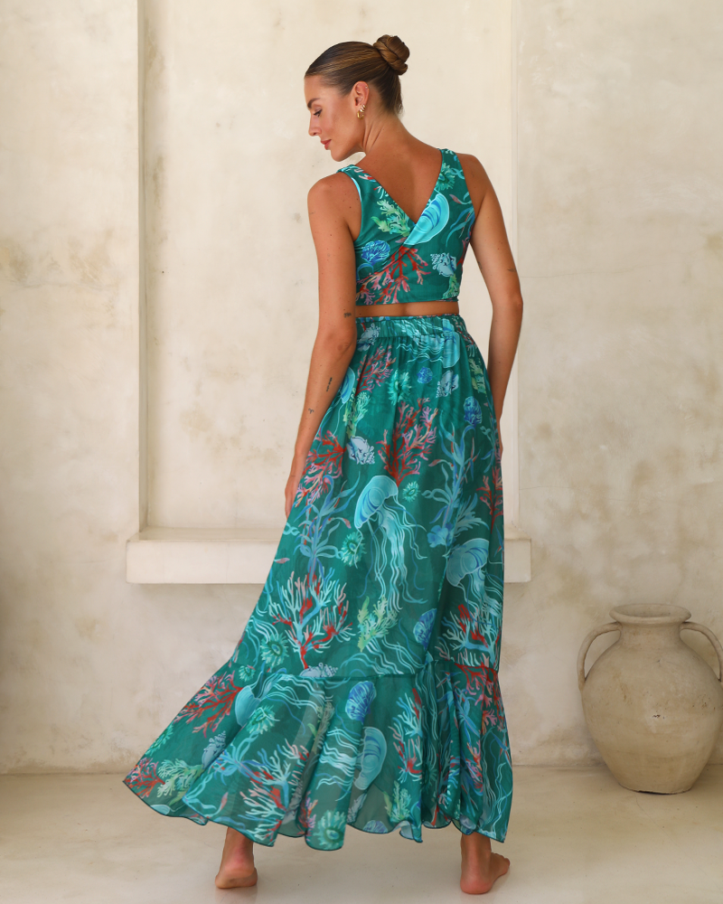 Reversible Mix and Match Marine Organism  Bikini Swimsuit and Skirt	