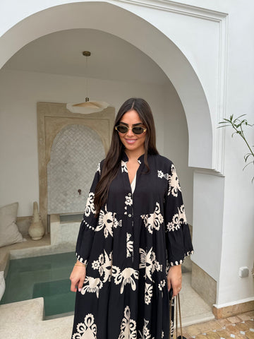 V Neck Printed Shirt Dress