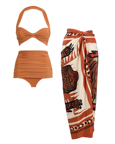 Halter Bikini Swimsuit and Sarong Flaxmaker	
