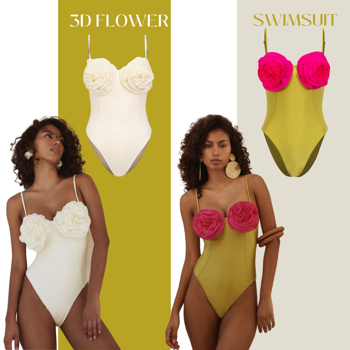 3D Flower One Piece Swimsuit	