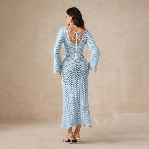 Solid Color Knitted Beach Dress