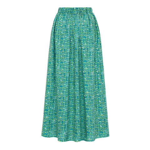 Tweed Print Metal Buckle One Piece Swimsuit and Skirt