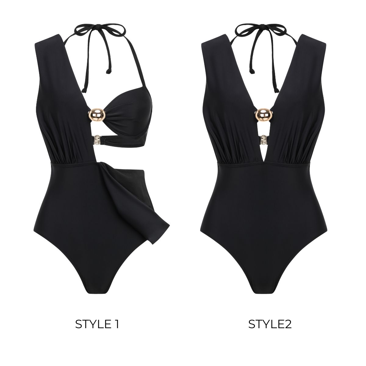 Top & Plunging Ruched Swim Set	