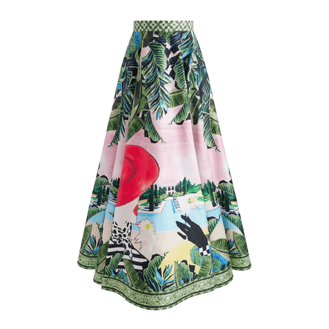 Sling Printed One Piece Swimsuit and Skirt