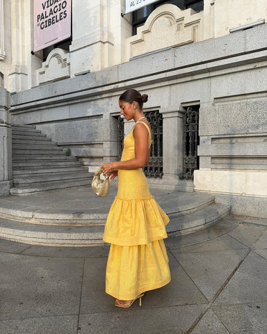 Sling Ruffle Elegant Yellow Dress