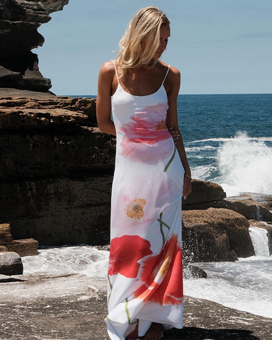 Sling Backless Blossom Print Dress