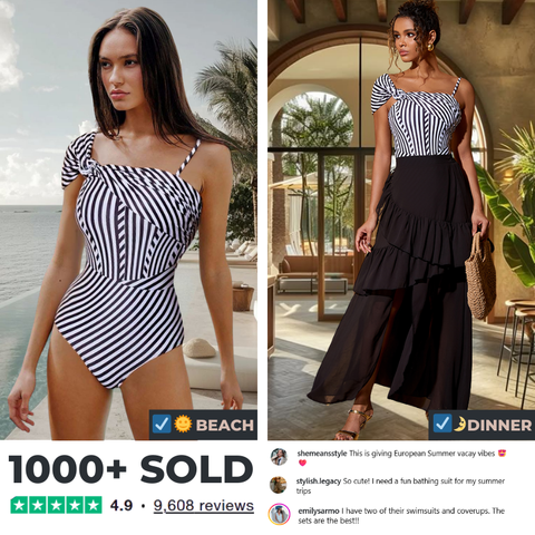 Dissymmetry One Piece Swimsuit and Skirt