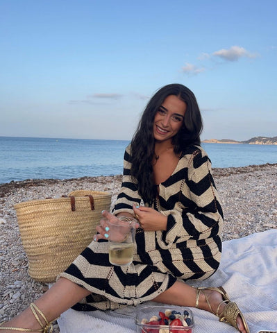 Lace Up Striped Print  Dress
