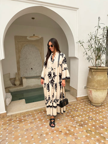 V Neck Printed Shirt Dress