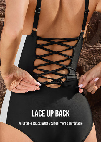 Plunge Corset Back Sculpting Swimsuit
