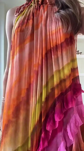 Ombre Print Halter Dress