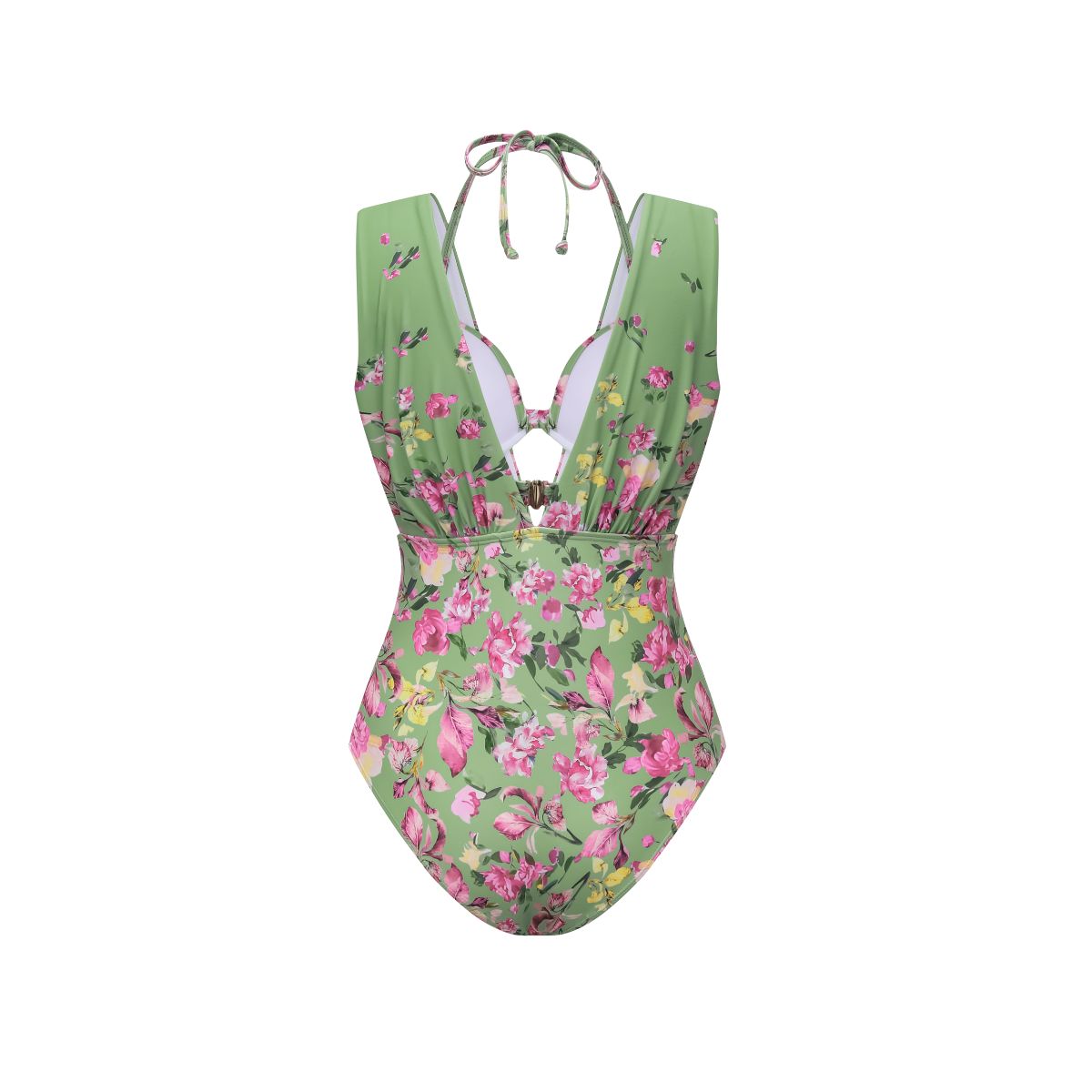 Floral Top & Plunging Ruched Swim Set and Skirt	