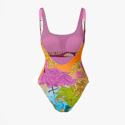 Round Neck Shell Print One Piece purple or Skirt
