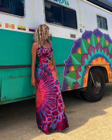Tie-dyed Sling Backless Dress