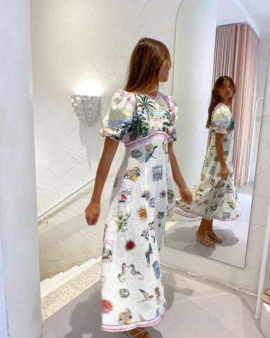 Puff sleeve Graffiti Printed Dress