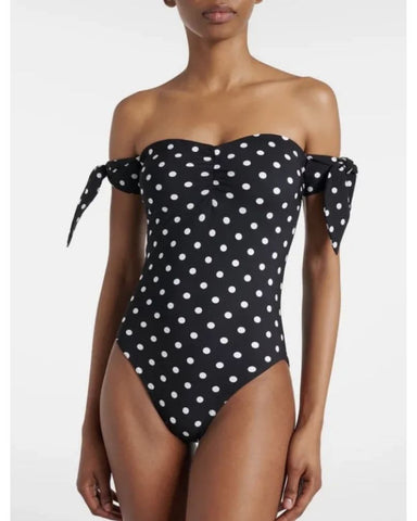 Polka-Dot One Piece Swimsuit and Skirt	