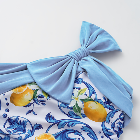 Lemon Print One Shoulder One Piece purple or Skirt Flaxmaker	