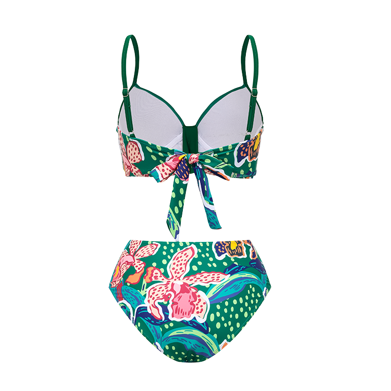 Tropic Printed Bikini Swimsuit and Sarong Flaxmaker	