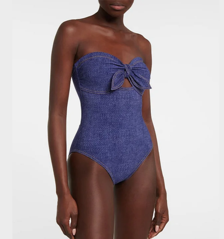 Bowknot Bandeau One Piece Swimsuit and Skirt