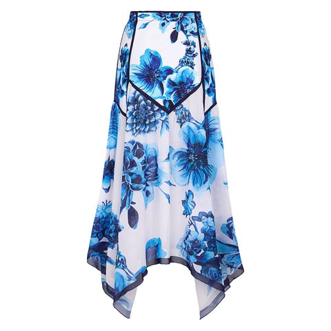 Floral Series Pattern Print Bikini Swimsuit and Skirt