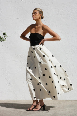 Bandeau Polka Dot Print Dress