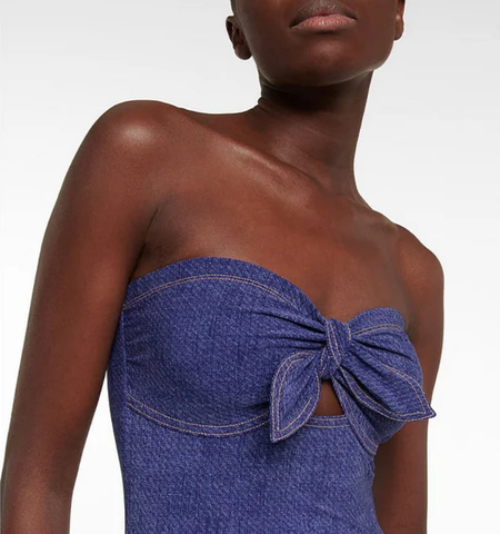 Bowknot Bandeau One Piece Swimsuit and Skirt