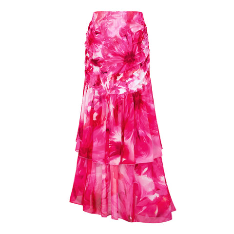 Floral Printed Halter Bikini Swimsuit and Skirt	