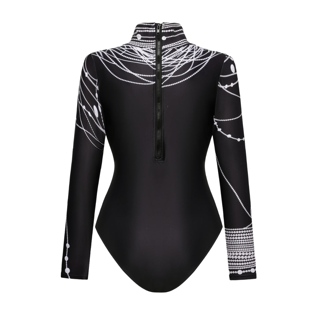 Long-Sleeved Pearl Print Surfing One Piece purple	