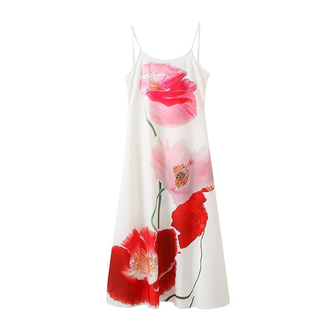 Sling Backless Blossom Print Dress