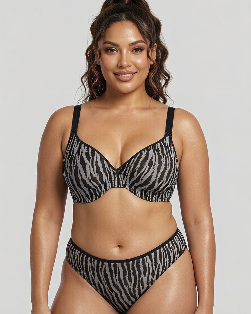 Zebra Wild Unlined Underwire Mesh Bra