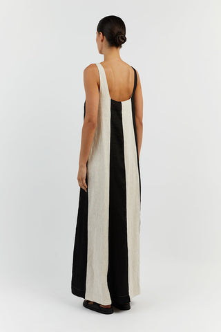 Color Block Cotton and Linen Dress