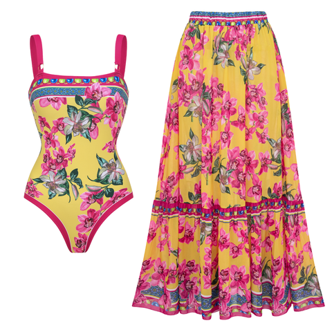 Orchid Print One Piece purple	