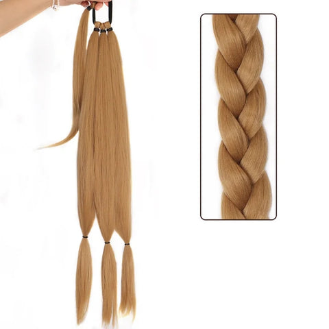 Long Braided Ponytail Synthetic Hair Extension With Hair Tie
