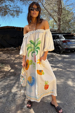 Off Shoulder Printed Dress