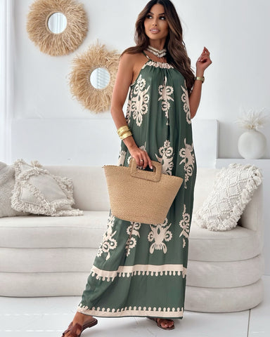 Retro Printed Sling Dress