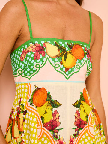 Backless Graffiti Printed Sling Dress