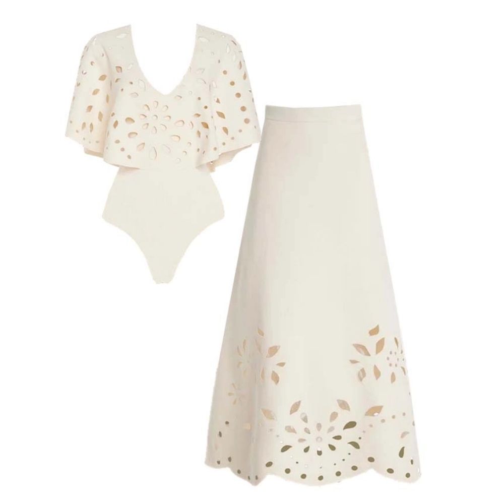 Laser Cutting One Piece Swimsuit and Skirt	